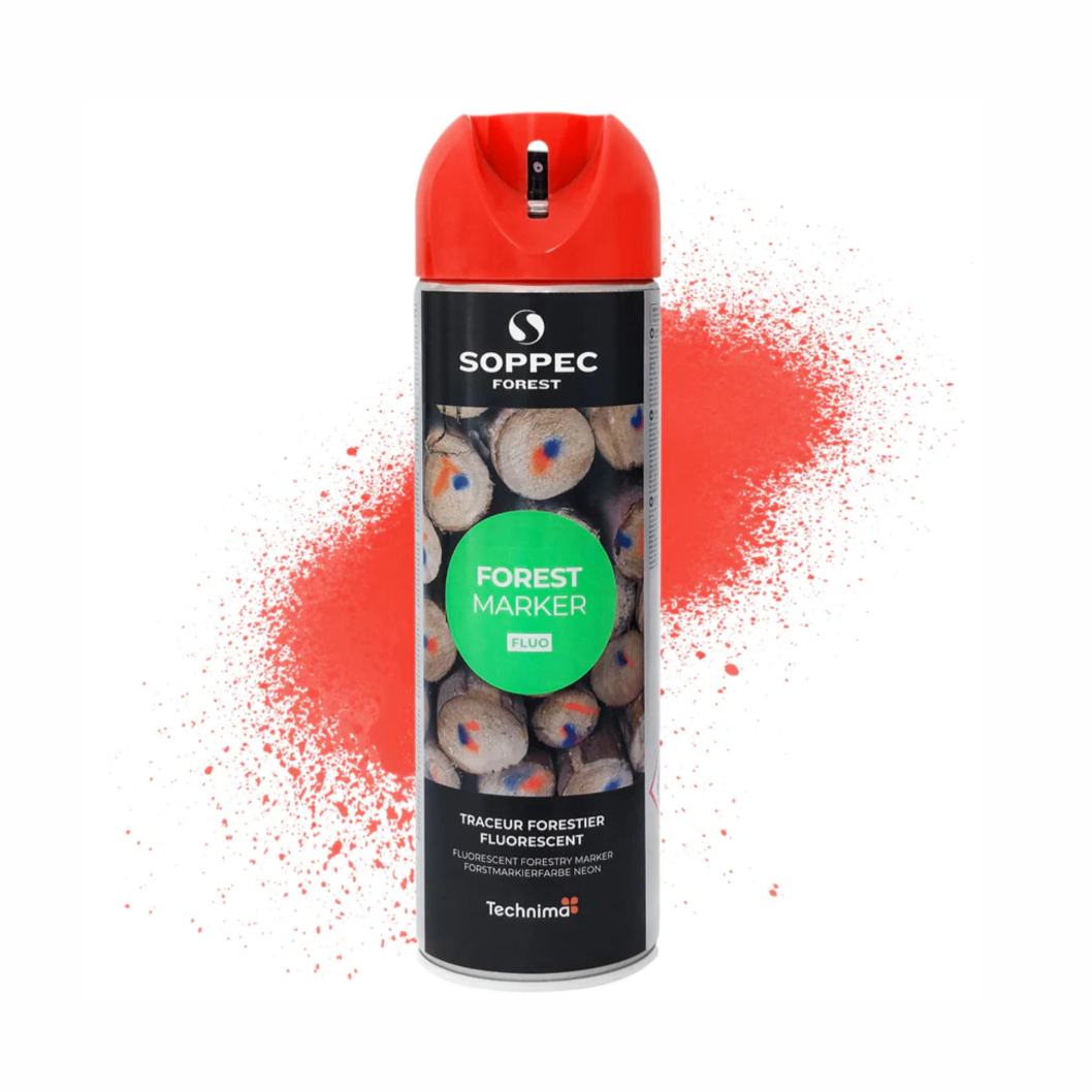 Фарба для маркування деревини SOPPEC Forest Marker, 500мл, червона. Стійкість до 12 місяців.